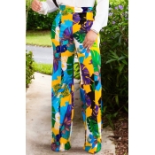 Lovely Casual Floral Printed Straight Yellow Pants