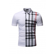 Lovely Casual Printed Patchwork White Polo Shirt