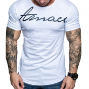Lovely Casual Letter Printed White Cotton T-shirt