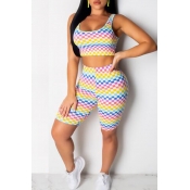 Lovely Leisure Plaid Printed Two-piece Shorts Set