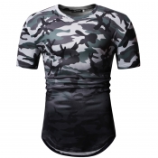 Lovely Casual Camouflage Printed Green T-shirt