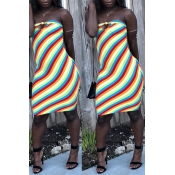 Lovely Casual Striped Multicolor Knee Length Dress