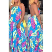 Lovely Casual Backless Loose Baby Blue Ankle Lengt