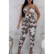Lovely Chic Off The Shoulder Camouflage Printed Tw