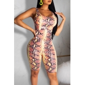 Lovely Leisure Snakeskin Pattern Printed One-piece