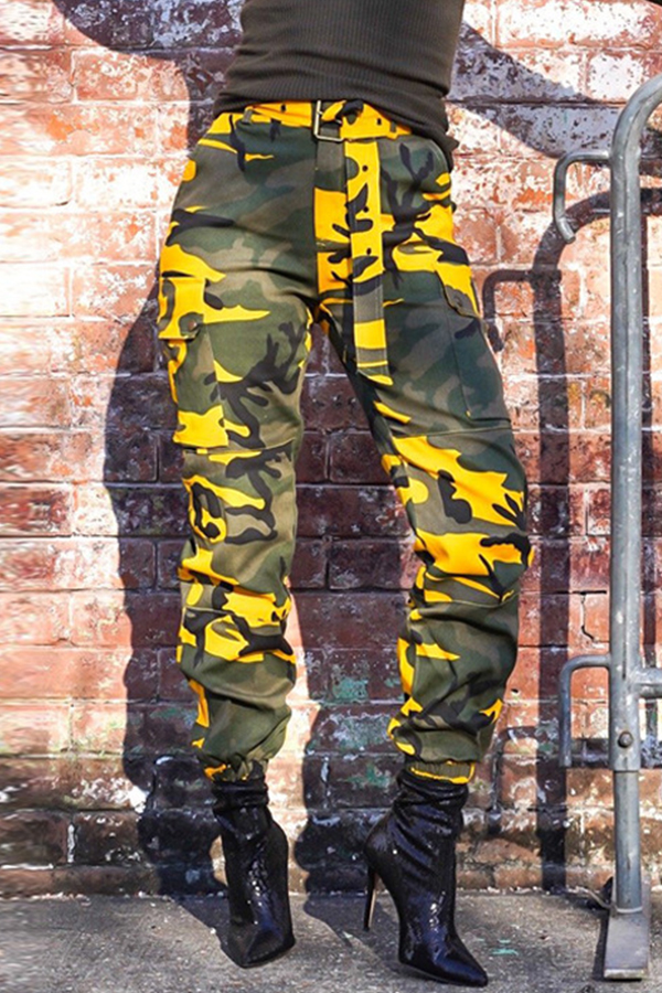 Lovely Stylish Camouflage Printed Yellow PantsLovelyWholesale