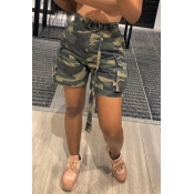 Lovely Casual Camouflage Printed Shorts(With Belt)
