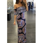 Lovely Stylish Off The Shoulder Totem Printed Floo