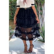 Lovely Chic Dot Printed Patchwork Black Mid Calf S