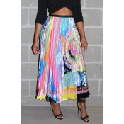 Lovely Casual Ruffle Printed Ankle Length Skirt
