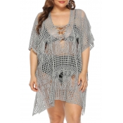 Lovely Stylish Hollow-out Grey Cover-up