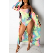 Lovely Tie-dye Multicolor One-piece Swimsuit(With 