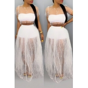 Lovely Sexy See-through Gauze Patchwork White Two-