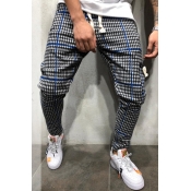 Lovely Casual Plaid Printed Blue Pants