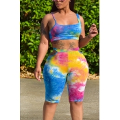 Lovely Casual Tie-dye Hollow-out Multicolor Two-pi