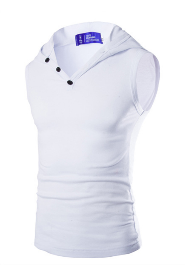

Lovely Casual Hooded Collar White Cotton Vest