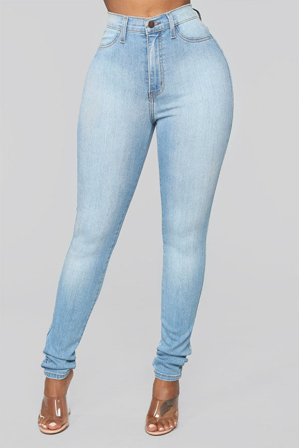 Lovely Stylish High Waist Zipper Design Blue Jeans_Jeans_Bottoms ...