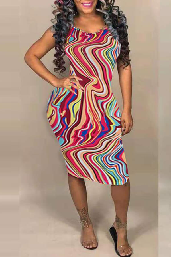 

LW Bohemian Tie-dye Print Multicolor Mini Dress, Multi