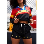 Lovely Casual Hooded Collar Letter Printed Patchwo