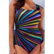 Lovely Striped Printed Backless Multicolor One-pie