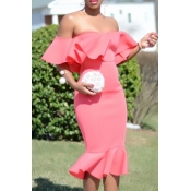 Lovely Sweet Off The Shoulder Ruffle Design Light 