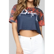 Lovely Casual O Neck Printed Multicolor T-shirt