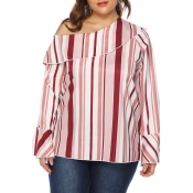 Lovely Casual One Shoulder Striped Blouse