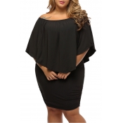 Lovely Casual Off The Shoulder Black Knee Length P