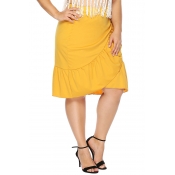 Lovely Stylish Ruffle Design Yellow Skirt