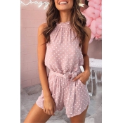 Lovely Sweet Dot Printed Light Pink One-piece Romp