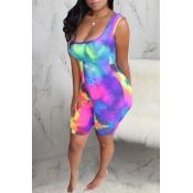 Lovely Casual Tie-dye Multicolor One-piece Romper