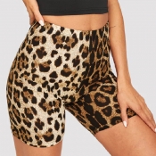 Lovely Casual High Waist Leopard Printed Shorts