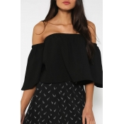 Lovely Stylish Off The Shoulder Black Blouse