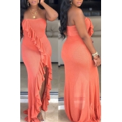 Lovely Sexy Off The Shoulder Ruffle Asymmetrical J