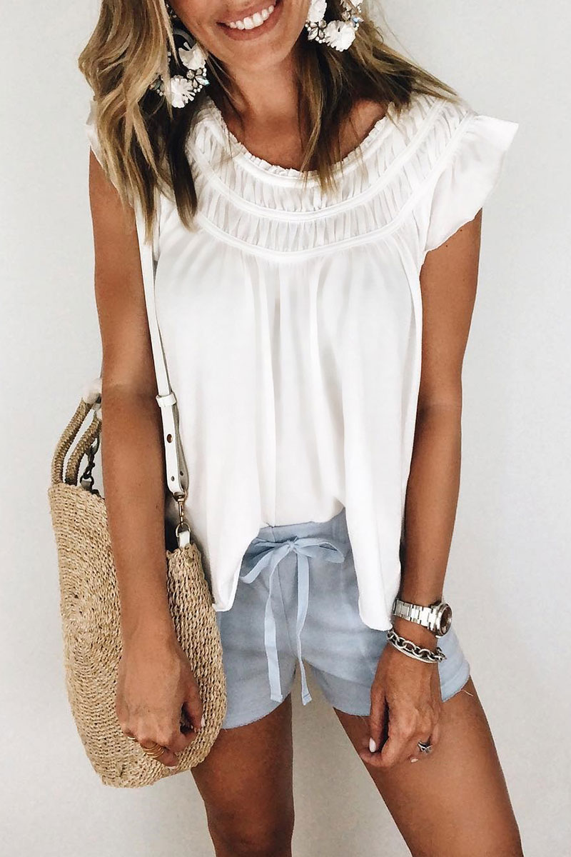 

Lovely Drape Design White Blouse