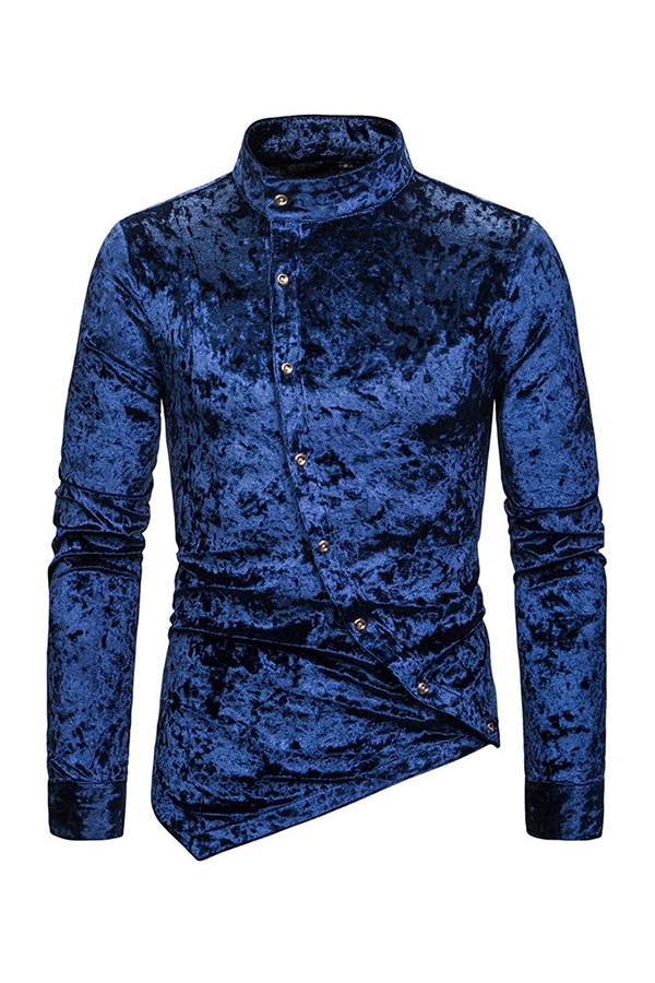 

Lovely Casual Asymmetrical Blue Shirt