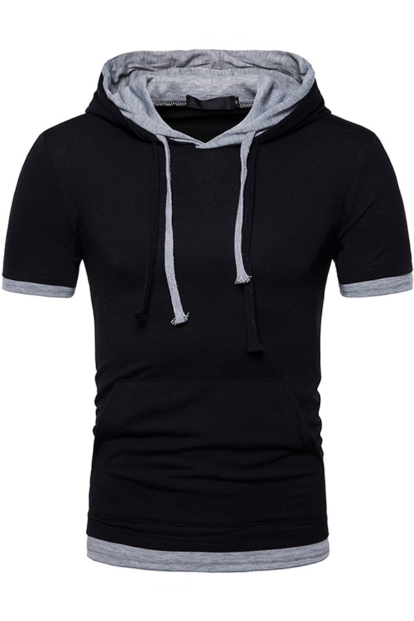 

Lovely Casual Hooded Collar Black T-shirt