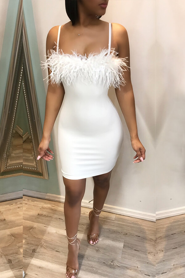white spaghetti strap mini dress