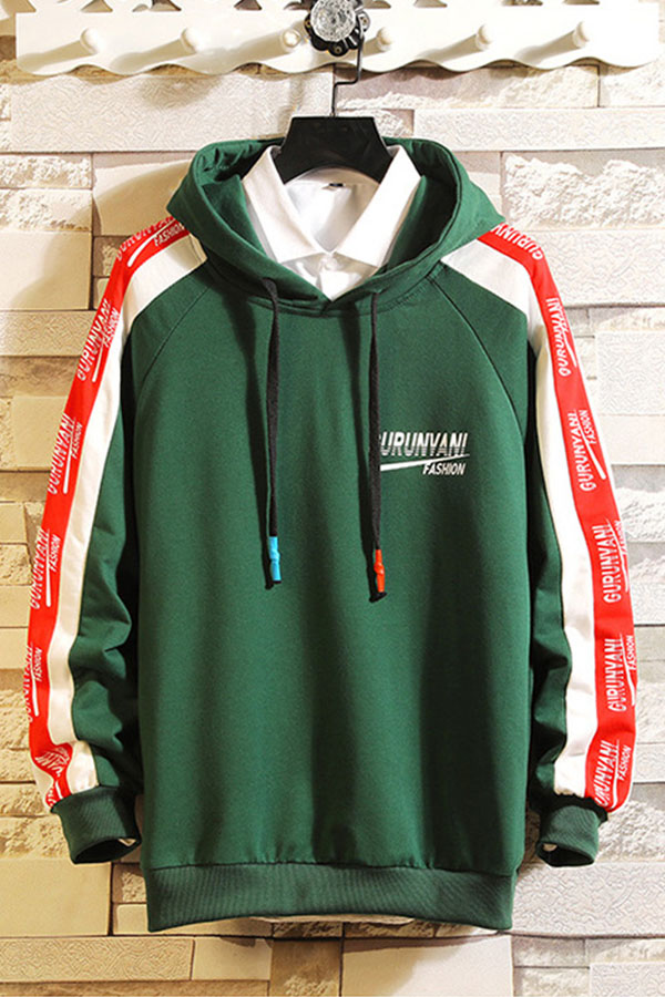 

Lovely Casual Hooded Collar Patchwork Green Hoodies