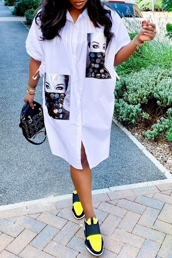

Lovely Casual Patchwork White Mini Dress