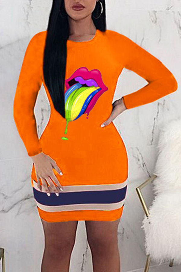 Lovely Trendy Lip Printed Croci Mini Dress