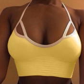 Lovely Sexy Halter Neck Hollow-out Yellow Layers