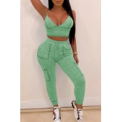 Lovely Casual V Neck Spaghetti Straps Patchwork Gr