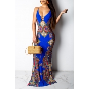 Lovely Sexy V Neck Spaghetti Straps Printed Hollow