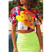 Lovely Casual Printed Multicolor T-shirt