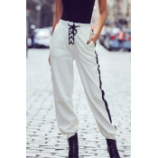 Lovely Casual Gradual Change White Two-piece Pants