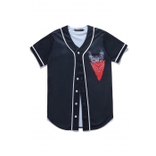 Lovely Casual V Neck Printed Black Shirt