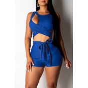 Lovely Sexy Hollow-out Blue One-piece Romper