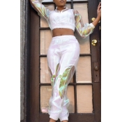 Lovely Street Patchwork White Two-piece Pants Set