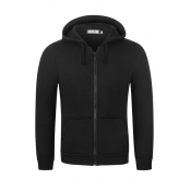 Lovely Casual Hooded Collar Zipper Design Black Ho